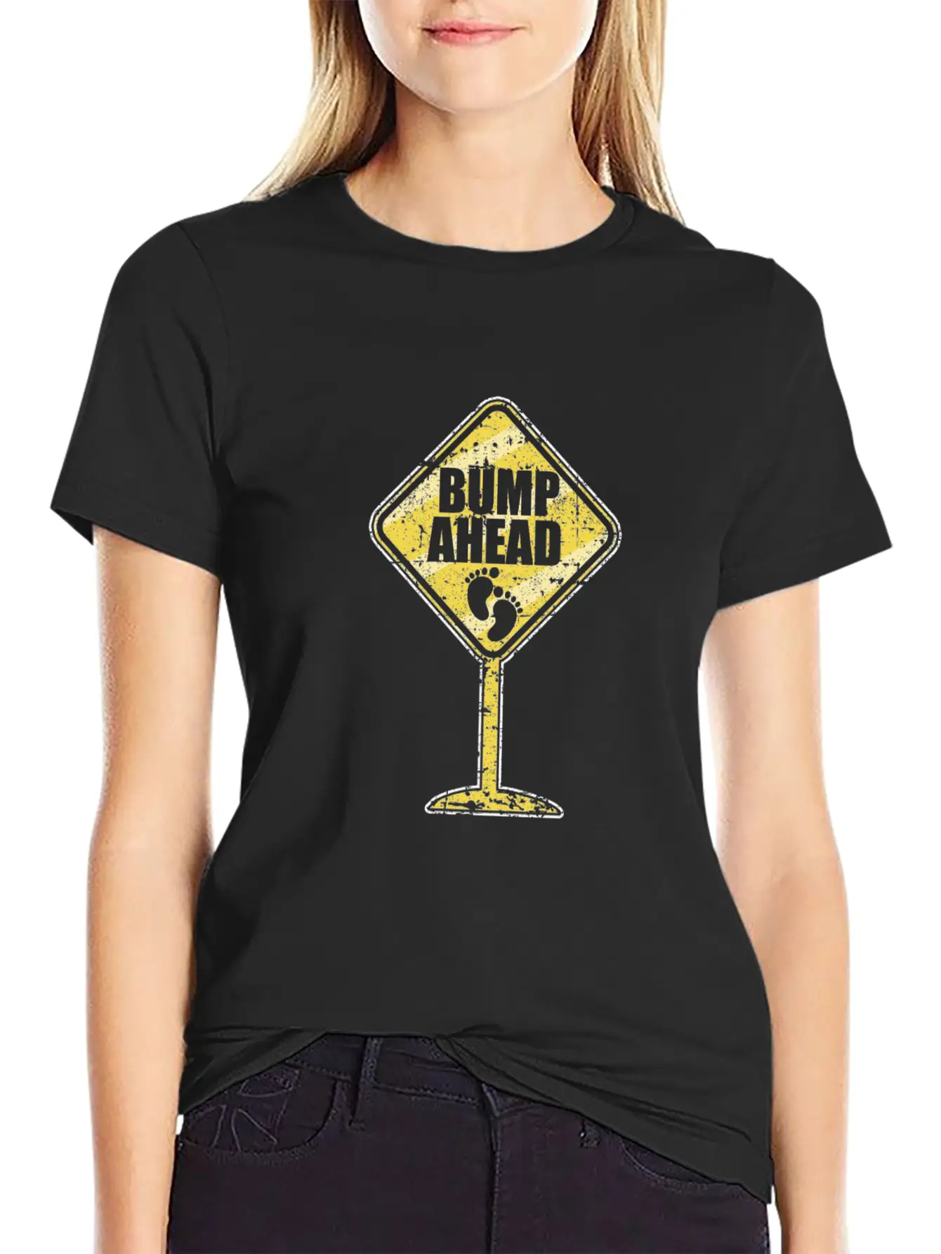 Bump Ahead Pregnant Mom Mama Baby Shower Family Lo Essential Cotton Tee For Daily Outfits – Unisex Style