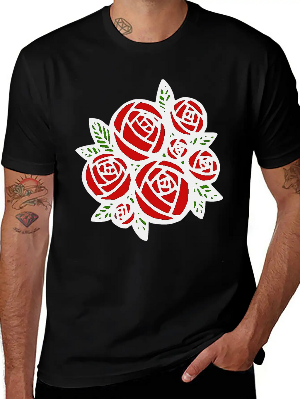 Bunch Of Red Roses Classic Cotton Tee – Unisex Comfort For Any Season