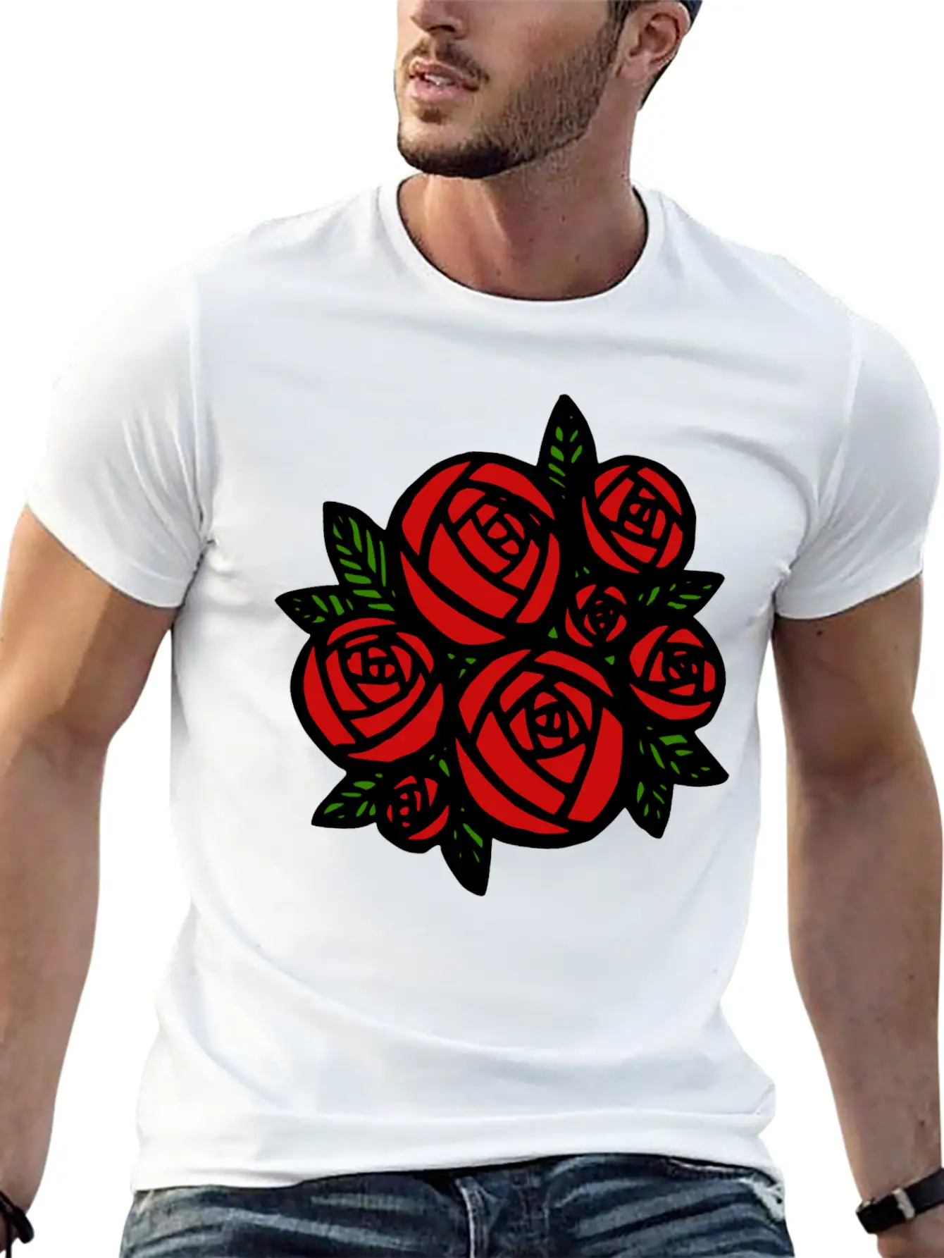 Bunch Of Red Roses Classic Cotton Tee – Unisex Comfort For Any Season