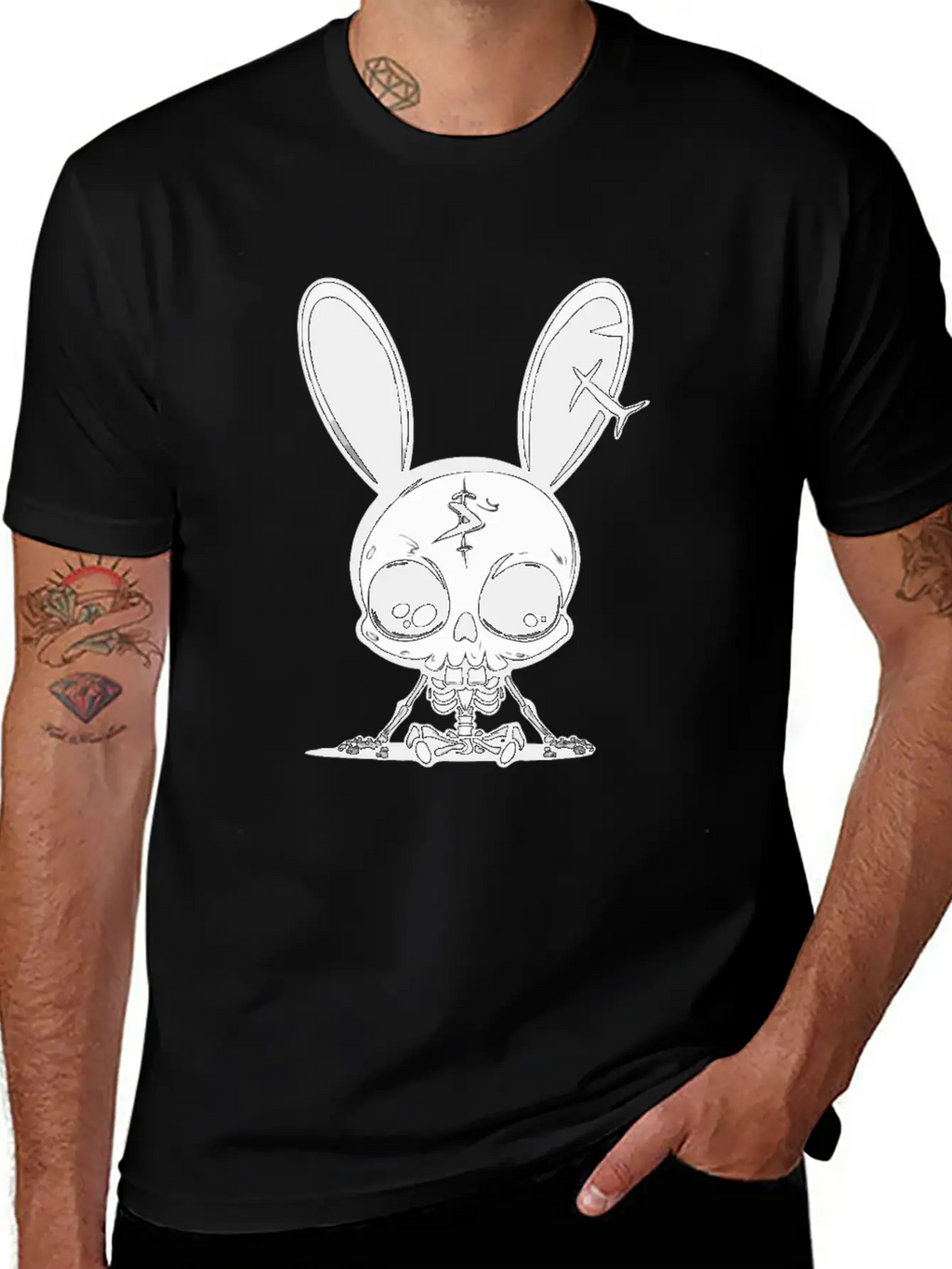 Bunny Skeleton Easter Pagan Witchcraft Spring Moon Timeless Short Sleeve Tee – Comfy And Minimalist Design