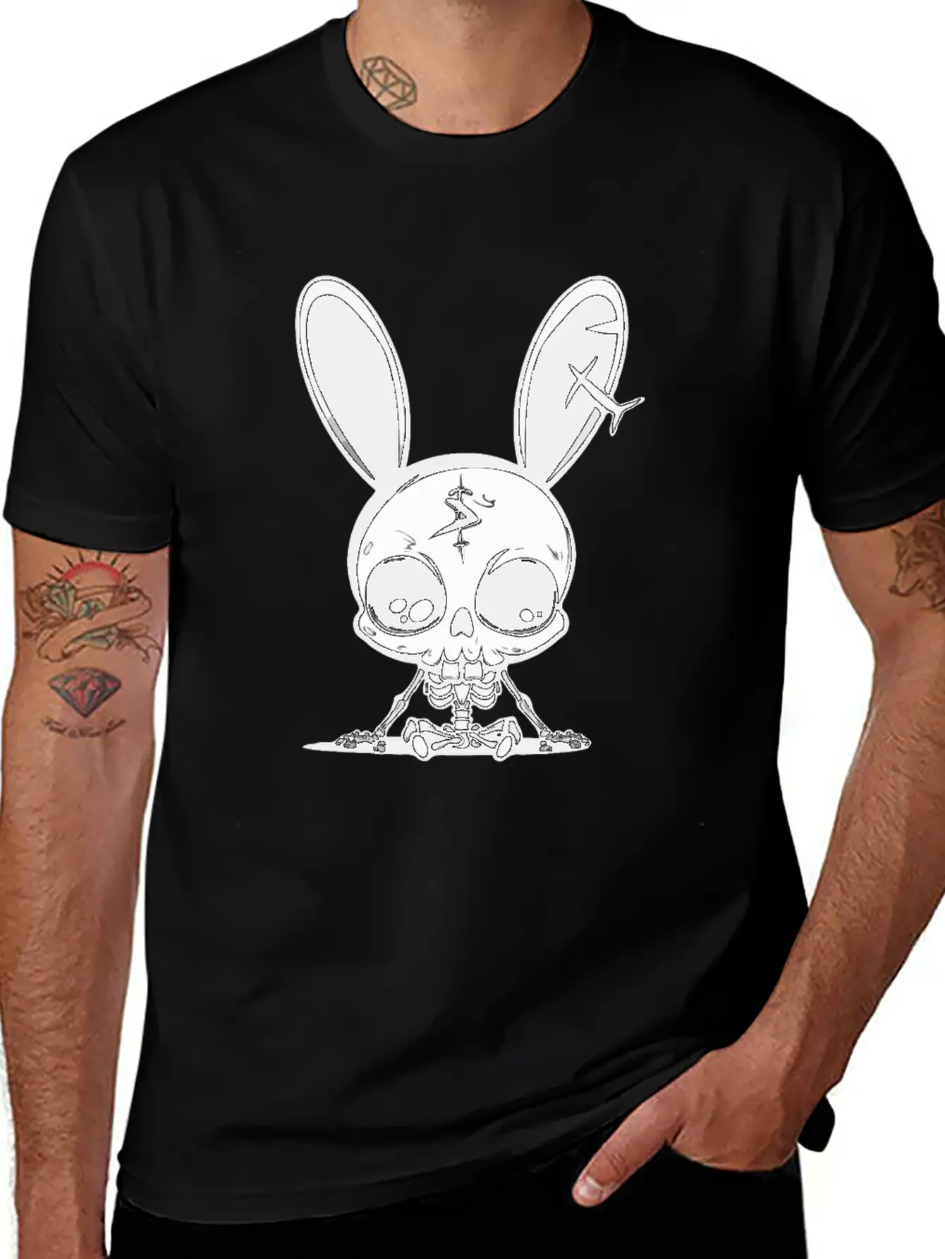 Bunny Skeleton Easter Pagan Witchcraft Spring Moon Timeless Short Sleeve Tee – Comfy And Minimalist Design