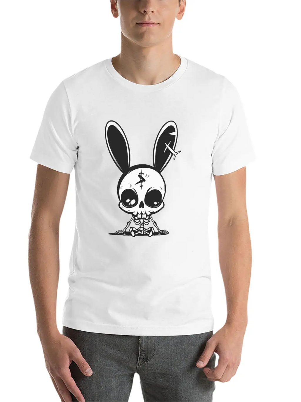 Bunny Skeleton Easter Pagan Witchcraft Spring Moon Timeless Short Sleeve Tee – Comfy And Minimalist Design