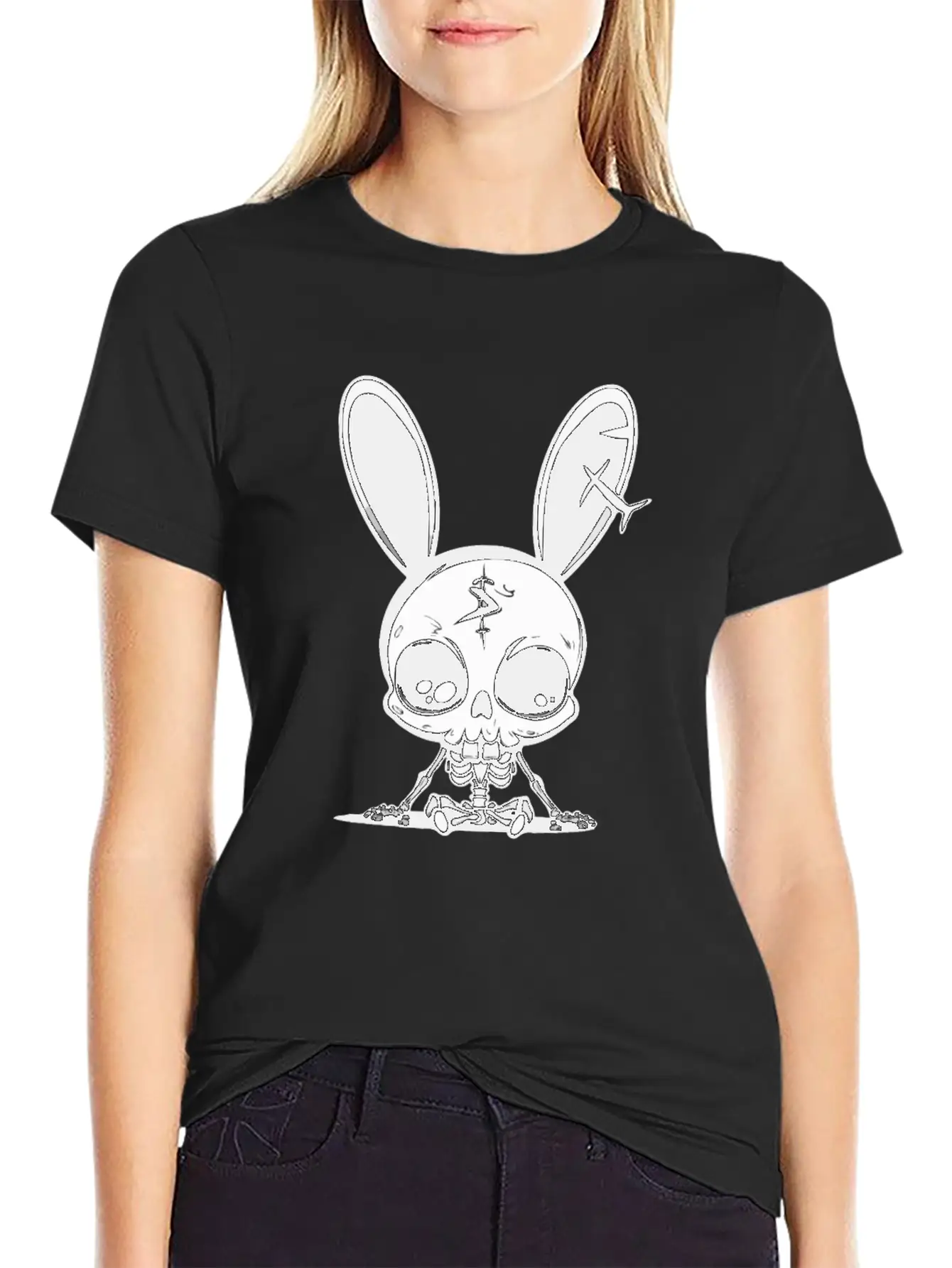 Bunny Skeleton Easter Pagan Witchcraft Spring Moon Timeless Short Sleeve Tee – Comfy And Minimalist Design