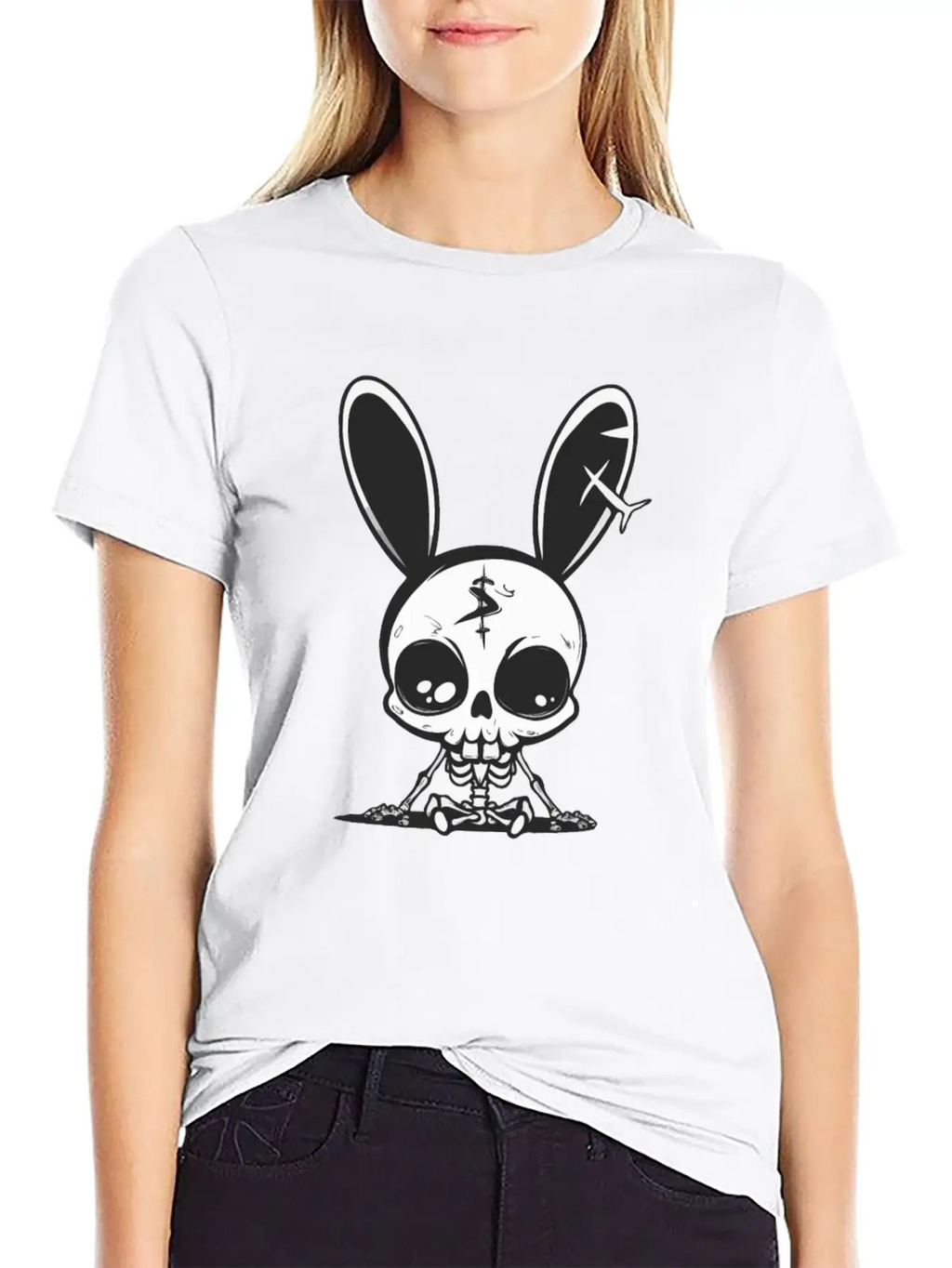 Bunny Skeleton Easter Pagan Witchcraft Spring Moon Timeless Short Sleeve Tee – Comfy And Minimalist Design