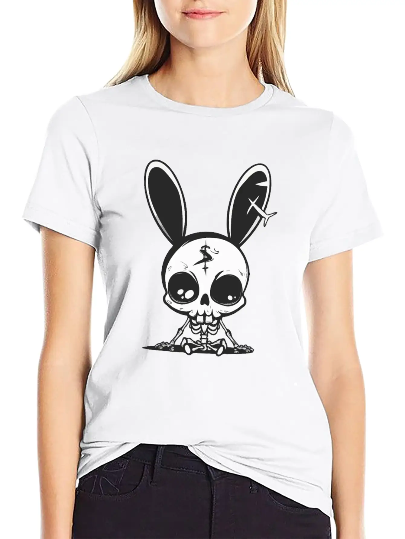 Bunny Skeleton Easter Pagan Witchcraft Spring Moon Timeless Short Sleeve Tee – Comfy And Minimalist Design