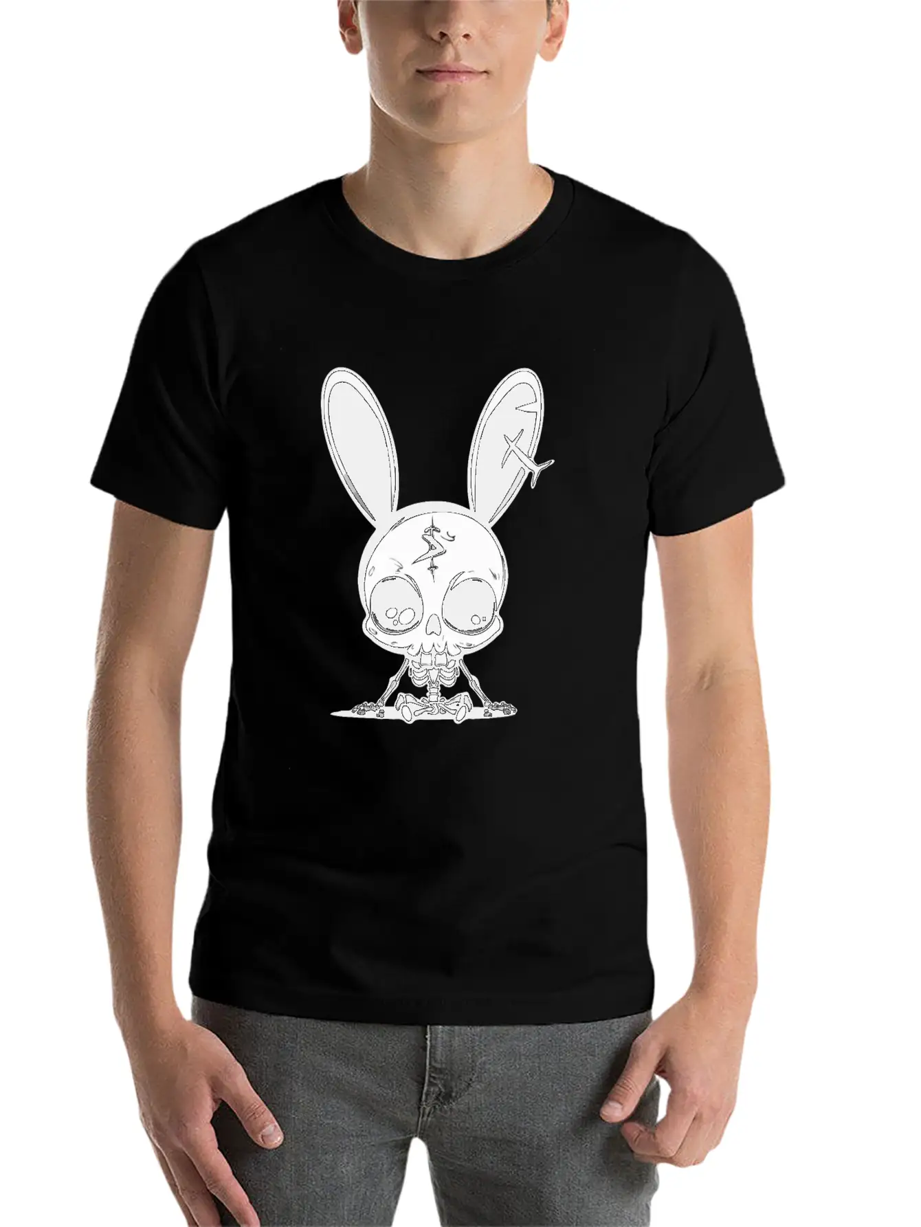 Bunny Skeleton Easter Pagan Witchcraft Spring Moon Timeless Short Sleeve Tee – Comfy And Minimalist Design