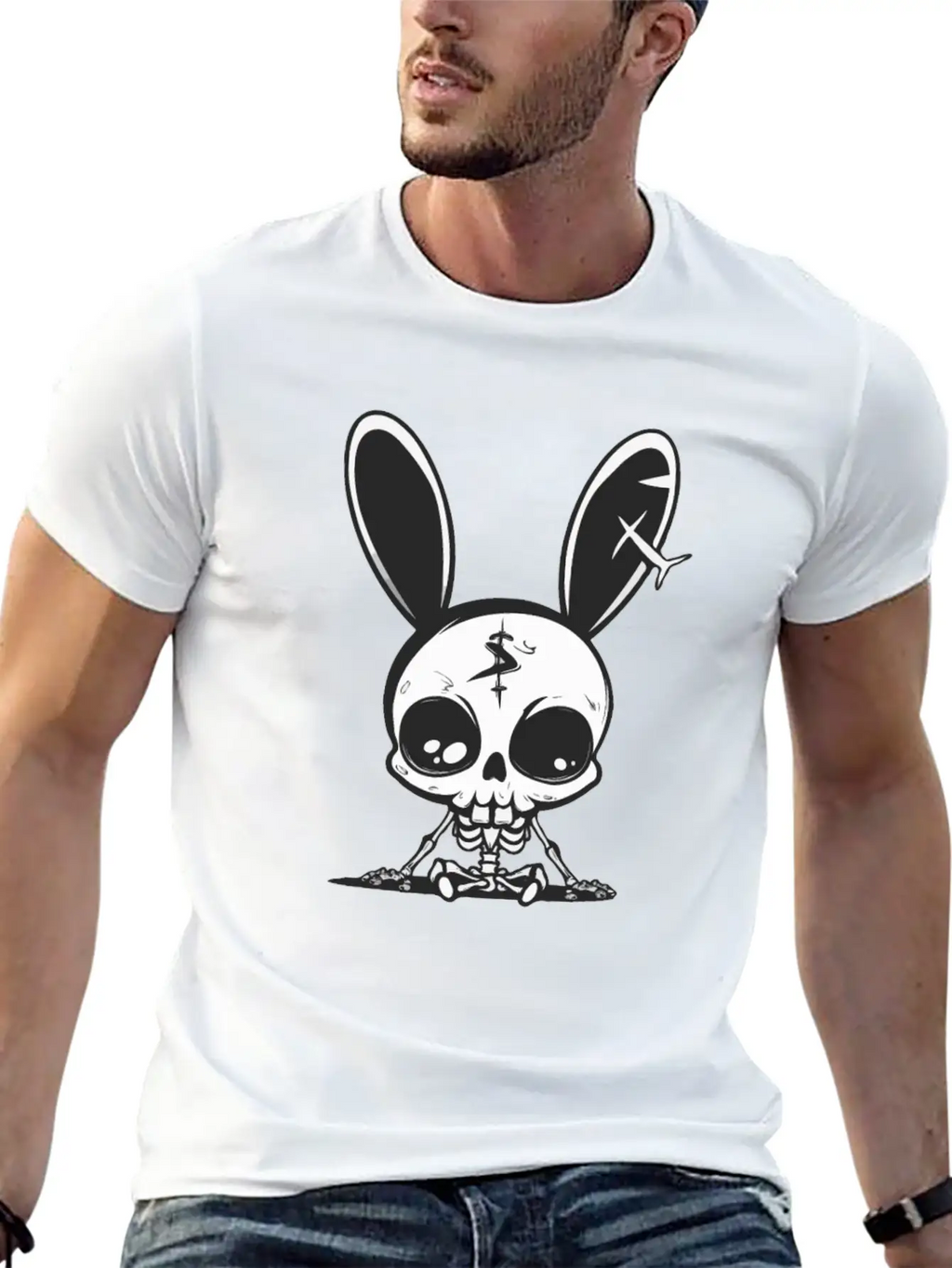Bunny Skeleton Easter Pagan Witchcraft Spring Moon Timeless Short Sleeve Tee – Comfy And Minimalist Design