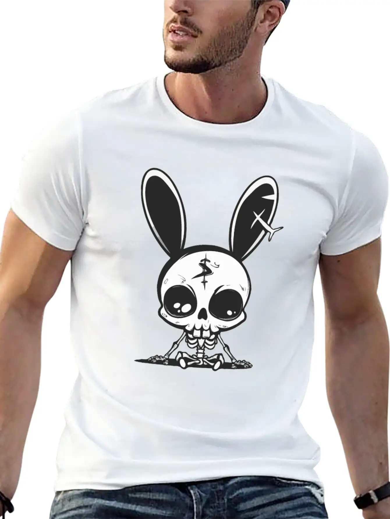 Bunny Skeleton Easter Pagan Witchcraft Spring Moon Timeless Short Sleeve Tee – Comfy And Minimalist Design