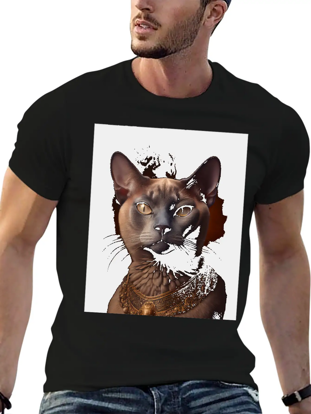 Burmese Cat Breed Portrait Royal Renaissance Anima Basic Graphic T-Shirt – Daily Comfort In Soft Cotton