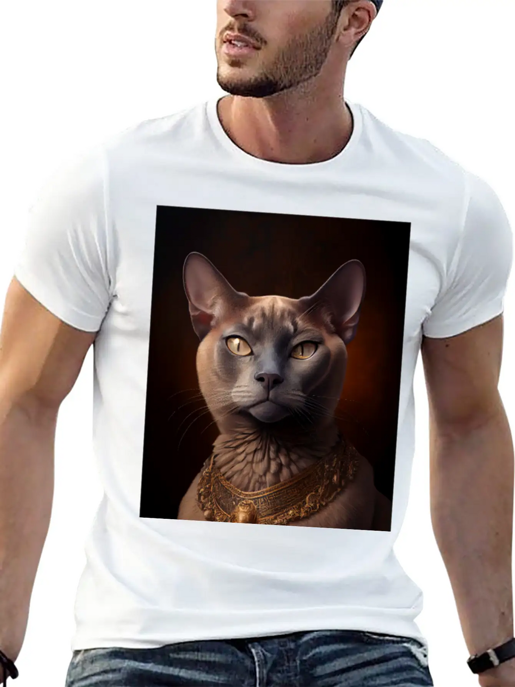 Burmese Cat Breed Portrait Royal Renaissance Anima Basic Graphic T-Shirt – Daily Comfort In Soft Cotton