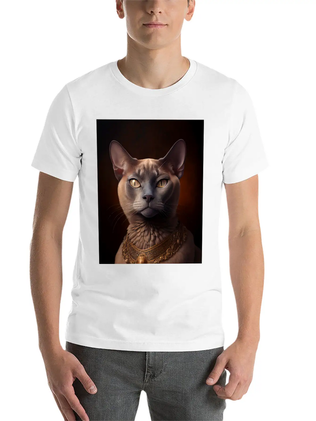 Burmese Cat Breed Portrait Royal Renaissance Anima Basic Graphic T-Shirt – Daily Comfort In Soft Cotton