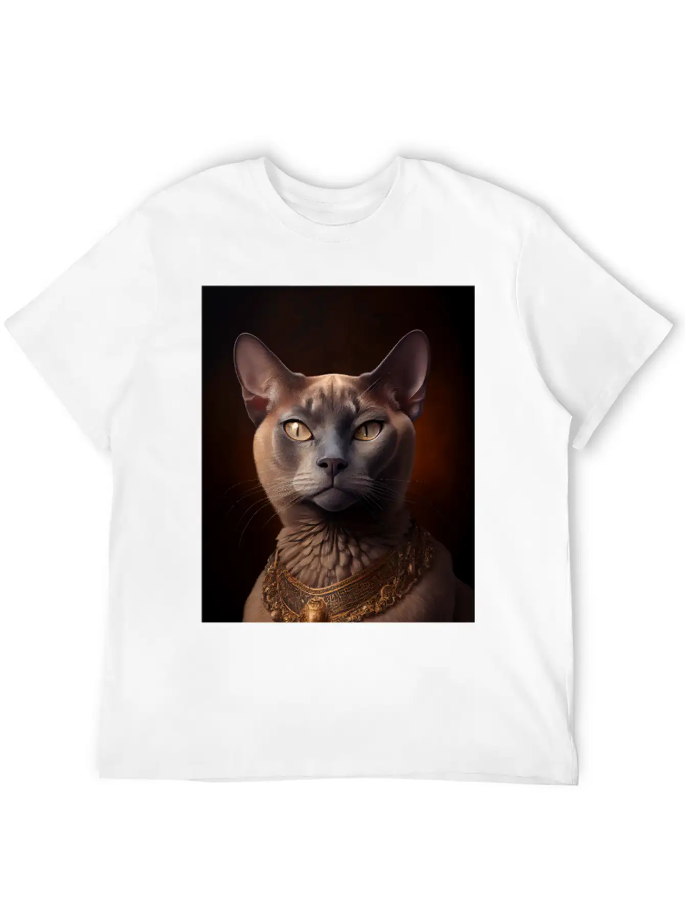 Burmese Cat Breed Portrait Royal Renaissance Anima Basic Graphic T-Shirt – Daily Comfort In Soft Cotton