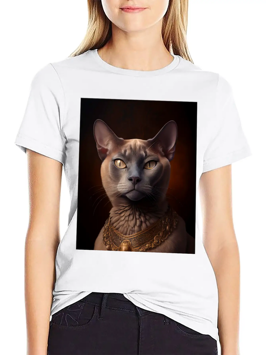 Burmese Cat Breed Portrait Royal Renaissance Anima Basic Graphic T-Shirt – Daily Comfort In Soft Cotton