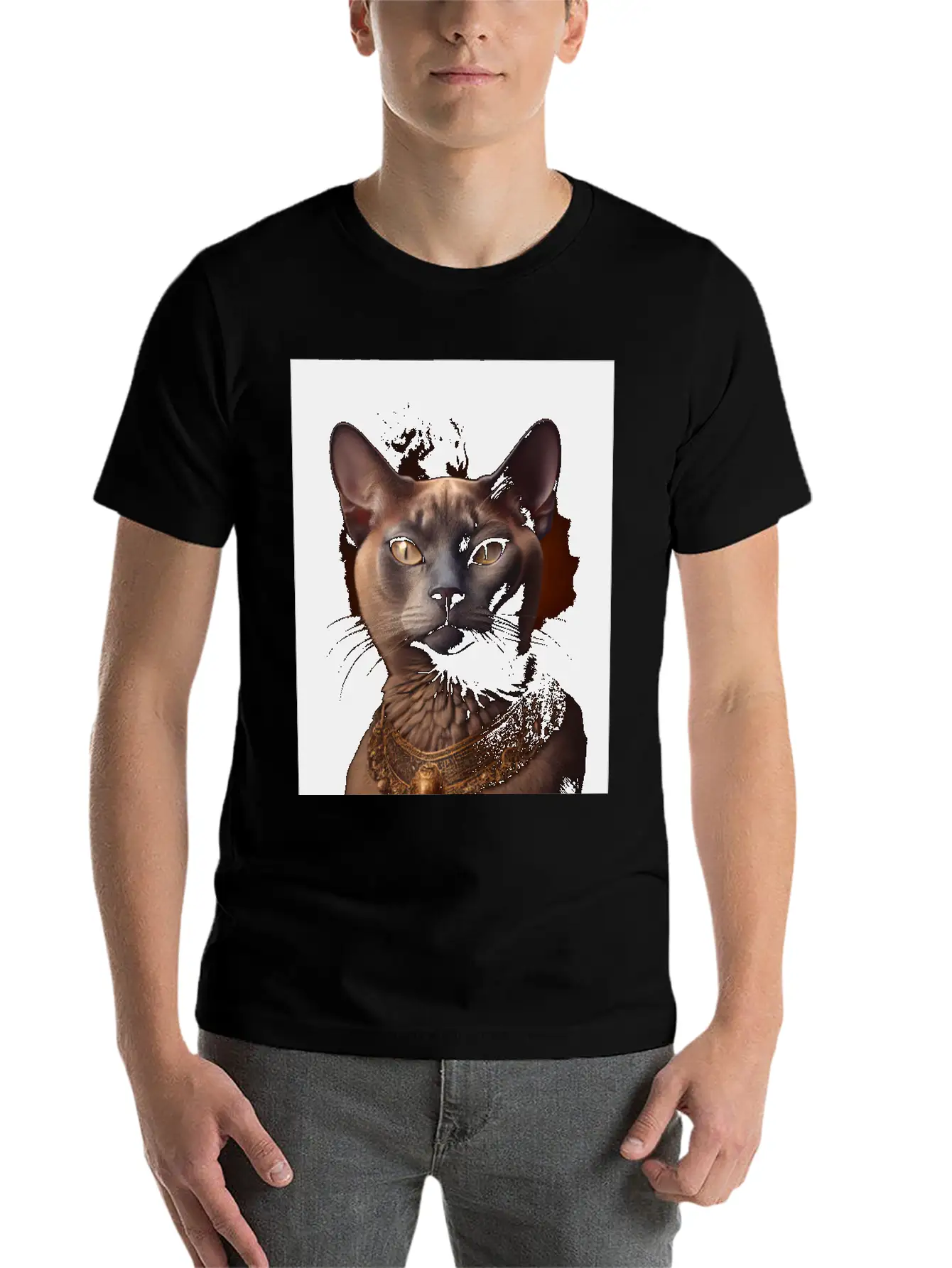 Burmese Cat Breed Portrait Royal Renaissance Anima Basic Graphic T-Shirt – Daily Comfort In Soft Cotton