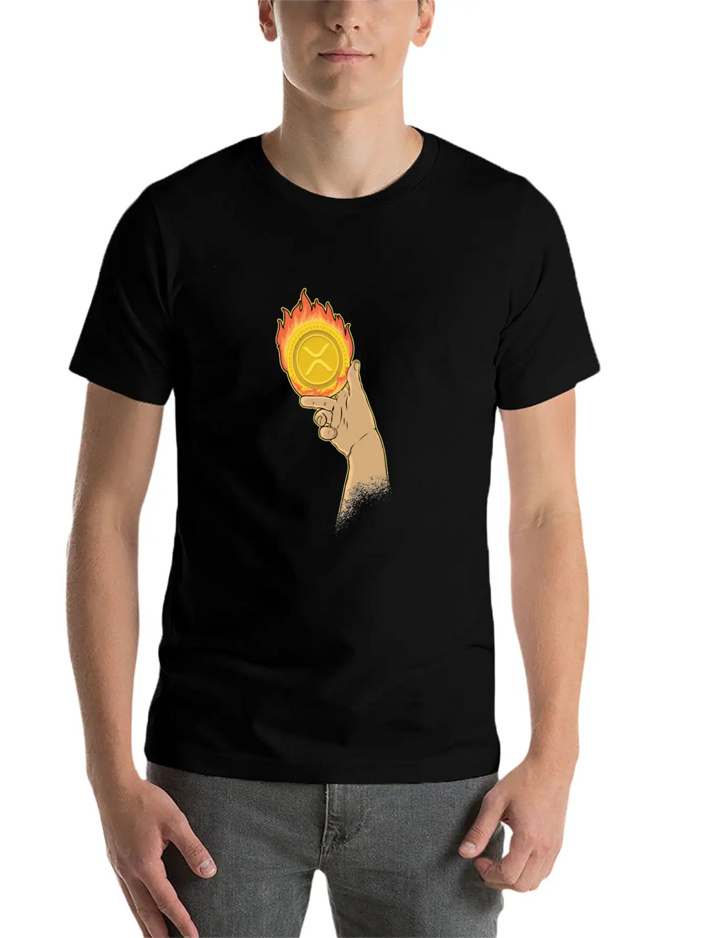 Burning XRP Ripple Coin Crypto Cryptocurrency Stylish Everyday T-Shirt – Unisex Basic Cotton Tee