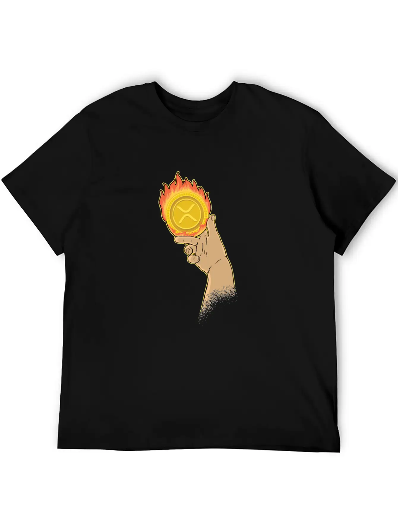 Burning XRP Ripple Coin Crypto Cryptocurrency Stylish Everyday T-Shirt – Unisex Basic Cotton Tee