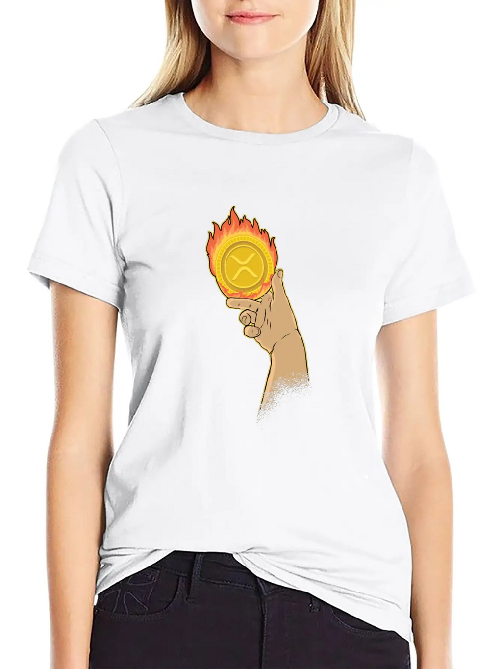 Burning XRP Ripple Coin Crypto Cryptocurrency Stylish Everyday T-Shirt – Unisex Basic Cotton Tee