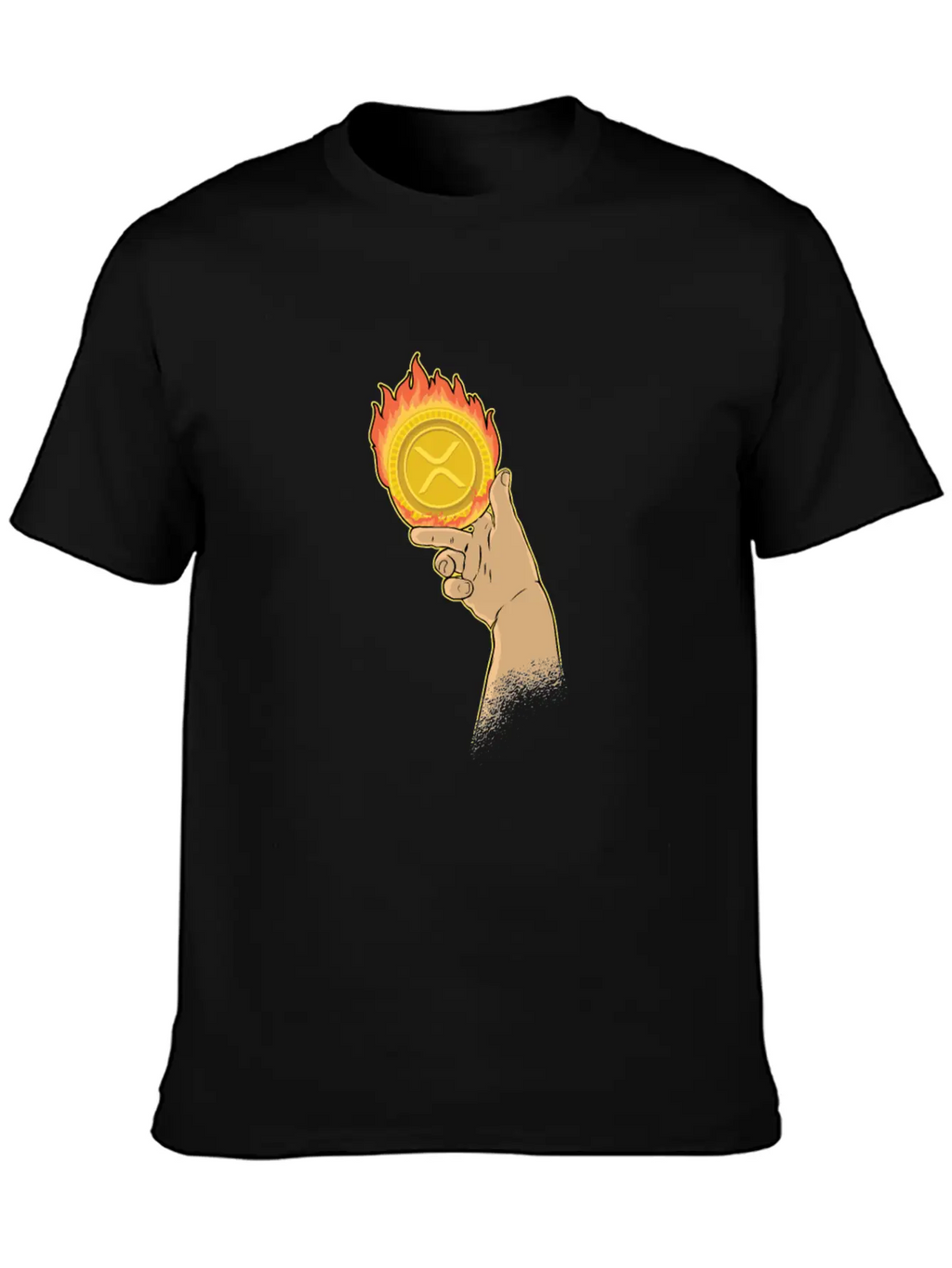 Burning XRP Ripple Coin Crypto Cryptocurrency Stylish Everyday T-Shirt – Unisex Basic Cotton Tee