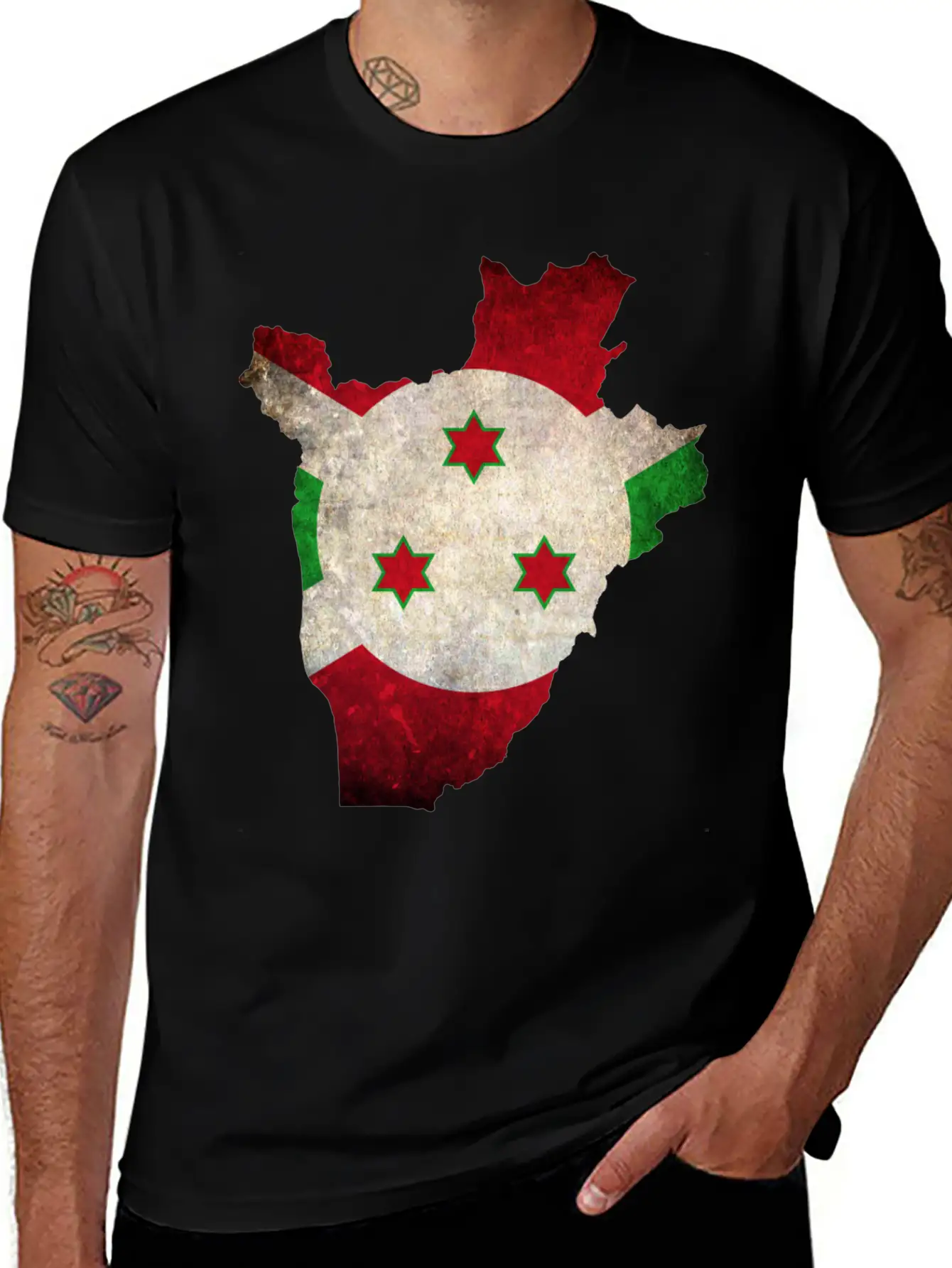 Burundi Flag Map Stylish Everyday T-Shirt – Unisex Basic Cotton Tee