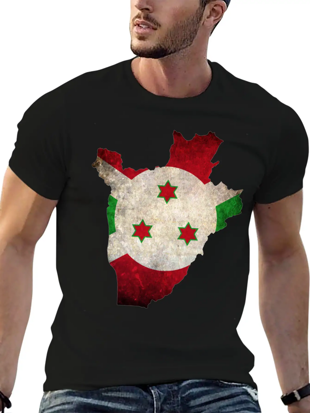 Burundi Flag Map Stylish Everyday T-Shirt – Unisex Basic Cotton Tee