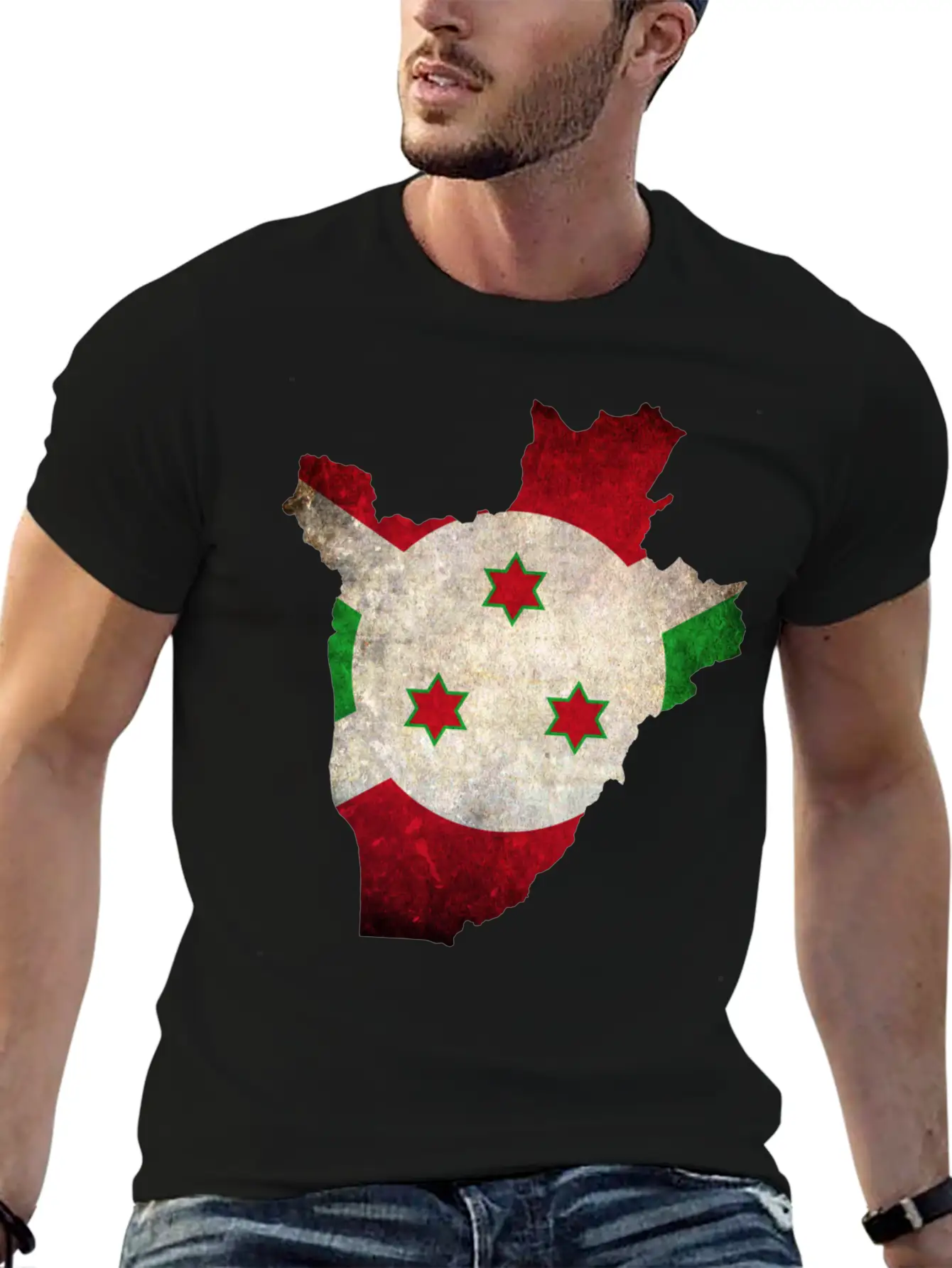 Burundi Flag Map Stylish Everyday T-Shirt – Unisex Basic Cotton Tee
