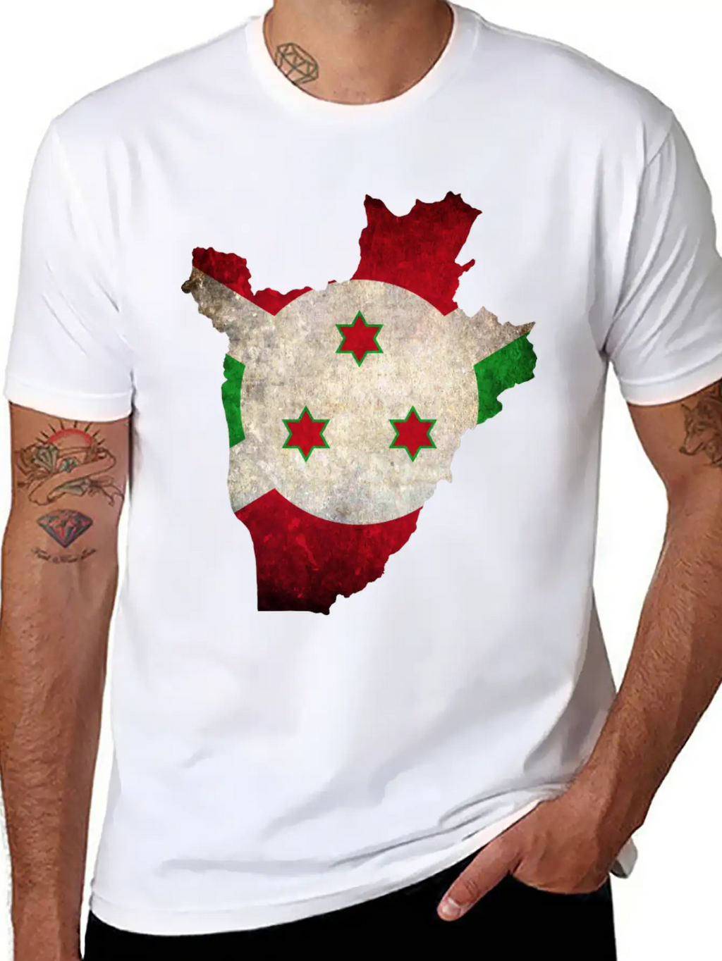 Burundi Flag Map Stylish Everyday T-Shirt – Unisex Basic Cotton Tee