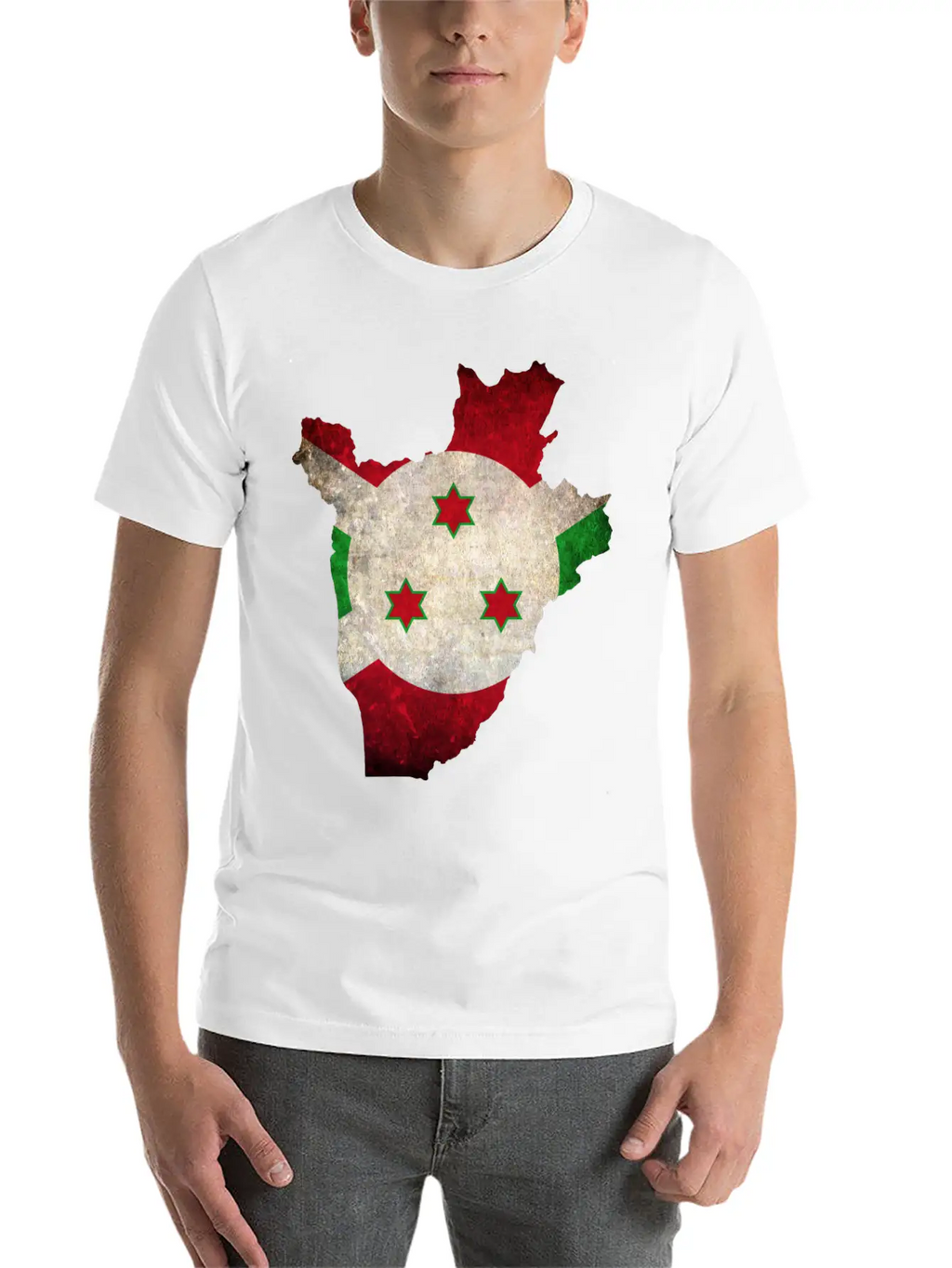 Burundi Flag Map Stylish Everyday T-Shirt – Unisex Basic Cotton Tee