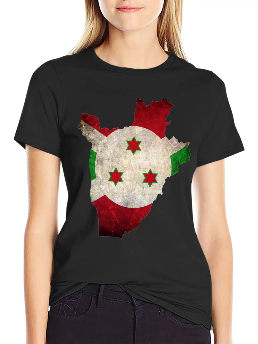 Burundi Flag Map Stylish Everyday T-Shirt – Unisex Basic Cotton Tee