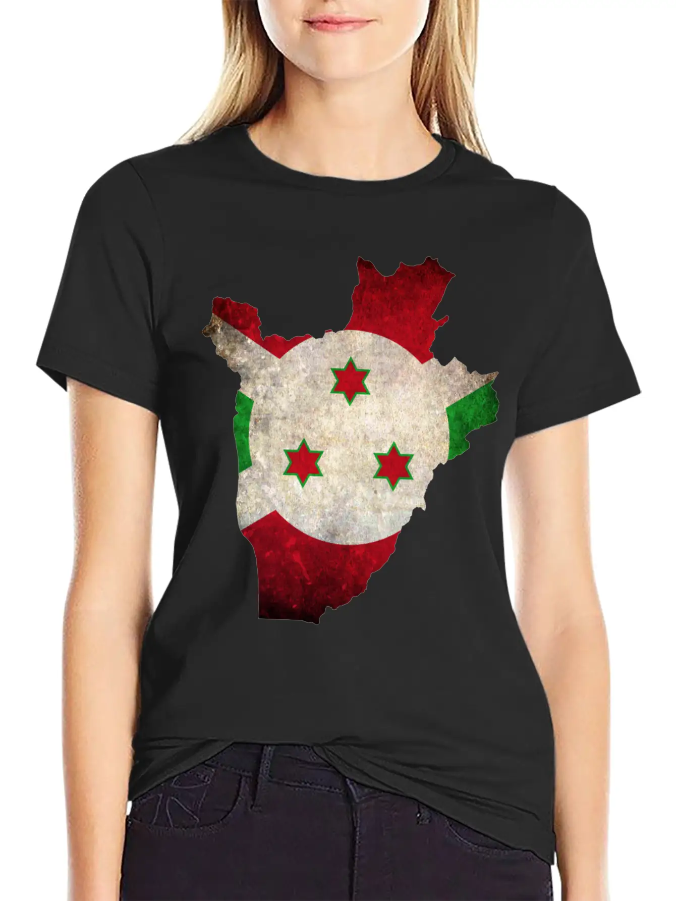 Burundi Flag Map Stylish Everyday T-Shirt – Unisex Basic Cotton Tee