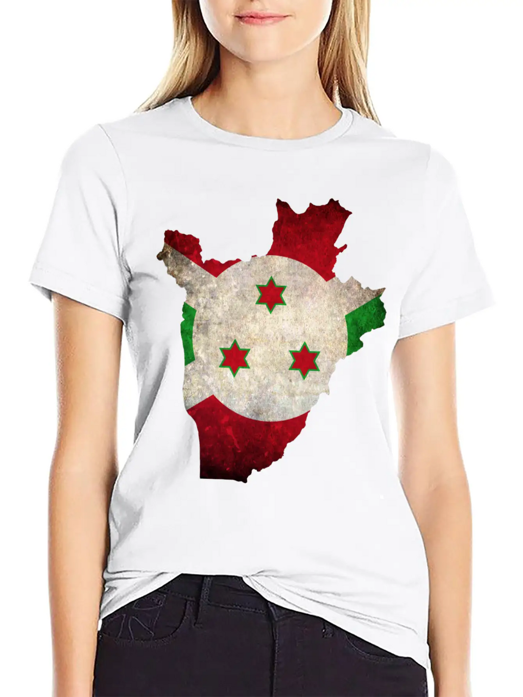 Burundi Flag Map Stylish Everyday T-Shirt – Unisex Basic Cotton Tee
