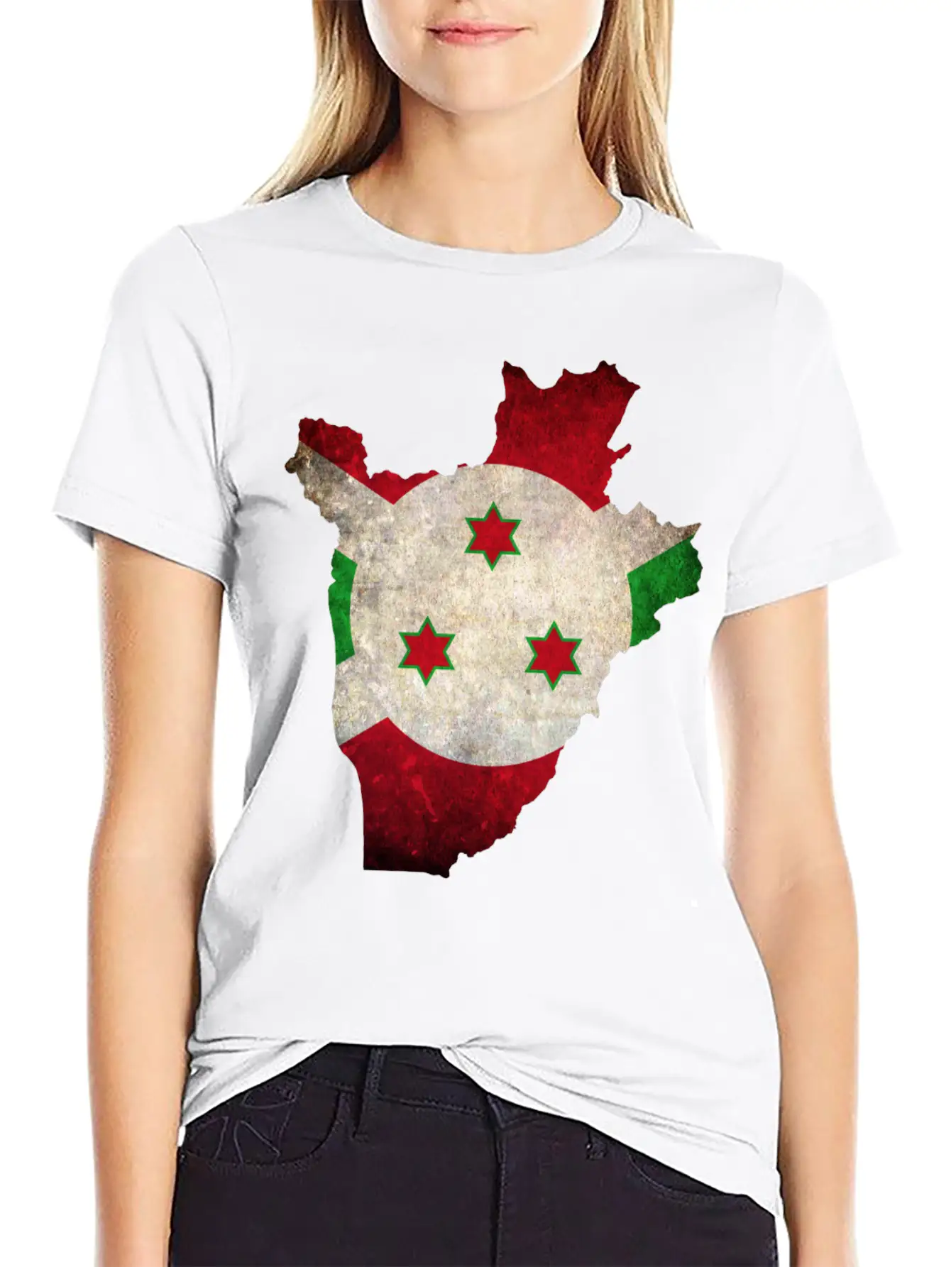 Burundi Flag Map Stylish Everyday T-Shirt – Unisex Basic Cotton Tee