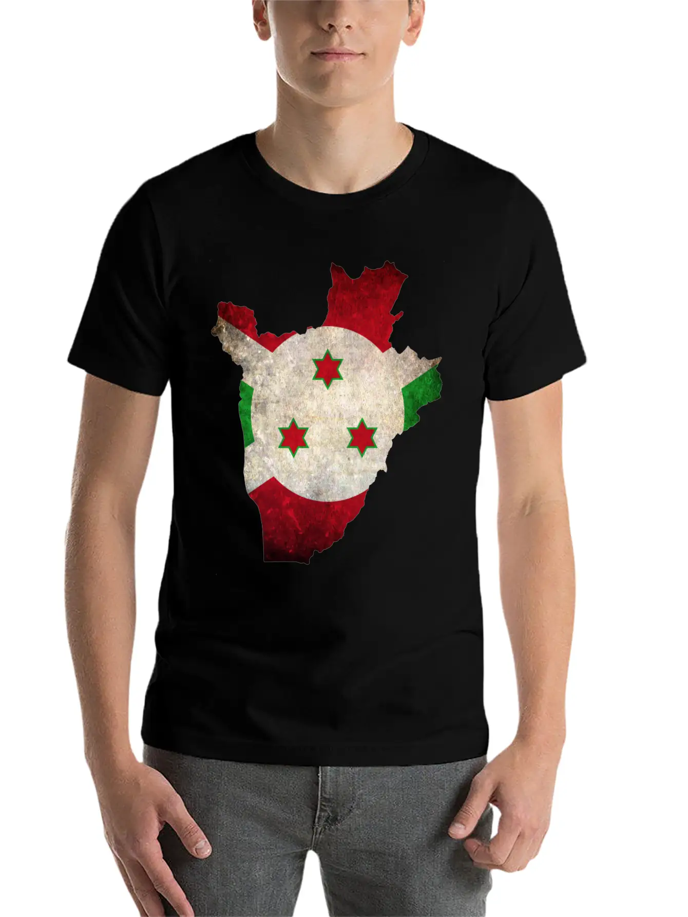 Burundi Flag Map Stylish Everyday T-Shirt – Unisex Basic Cotton Tee