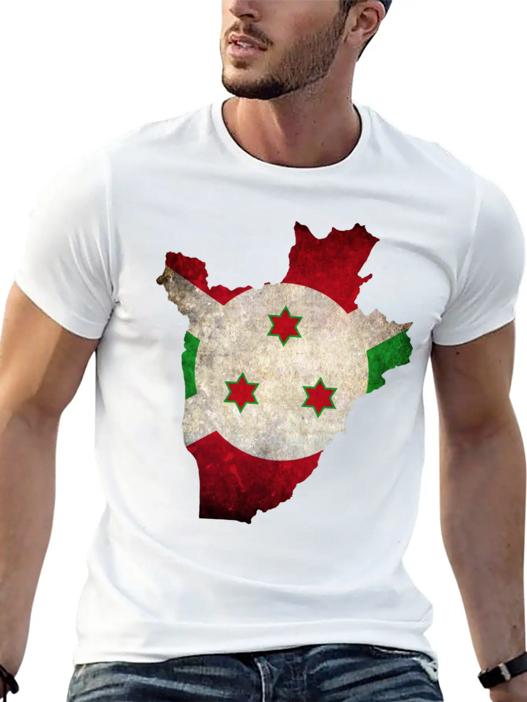 Burundi Flag Map Stylish Everyday T-Shirt – Unisex Basic Cotton Tee