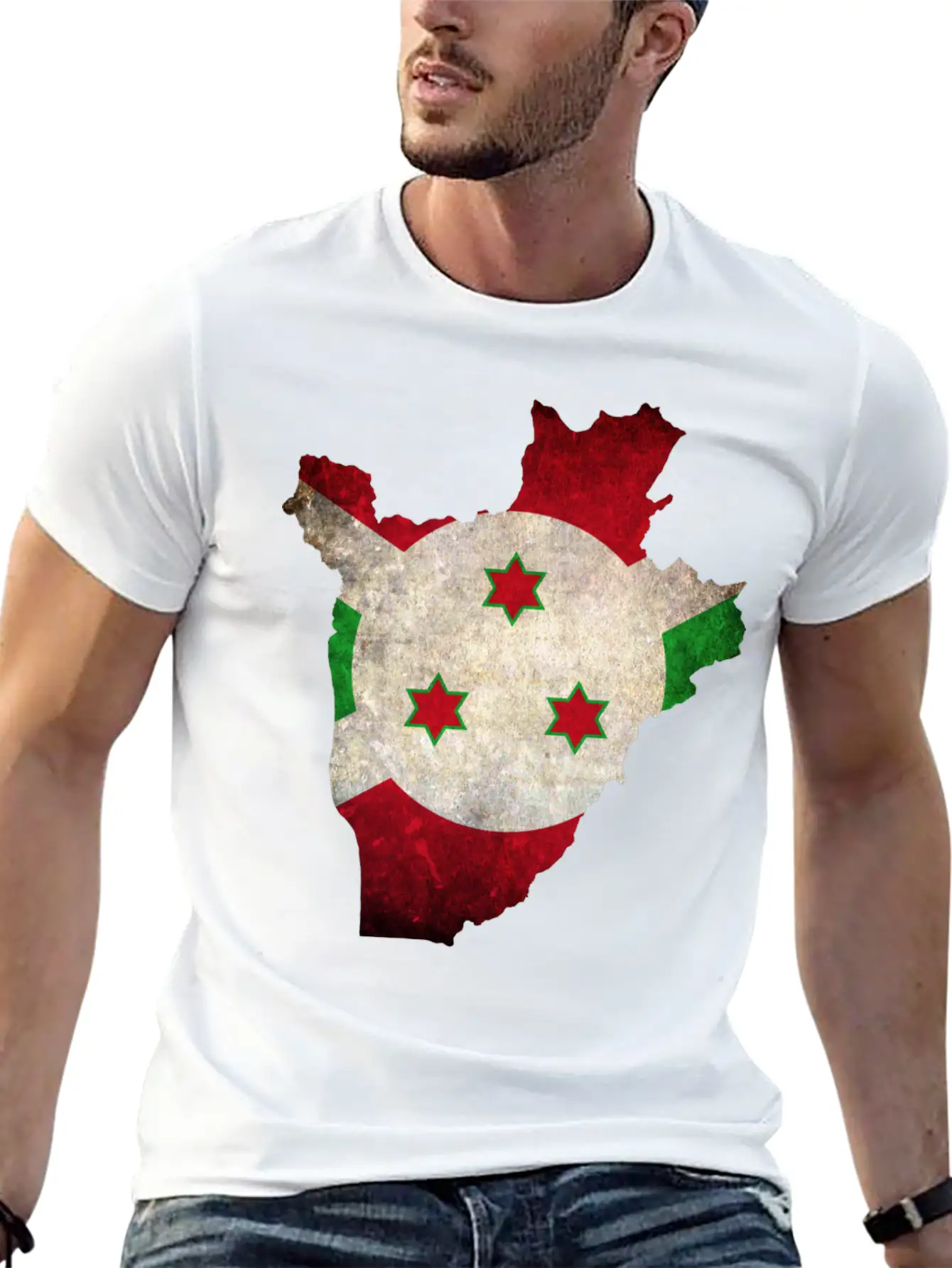 Burundi Flag Map Stylish Everyday T-Shirt – Unisex Basic Cotton Tee