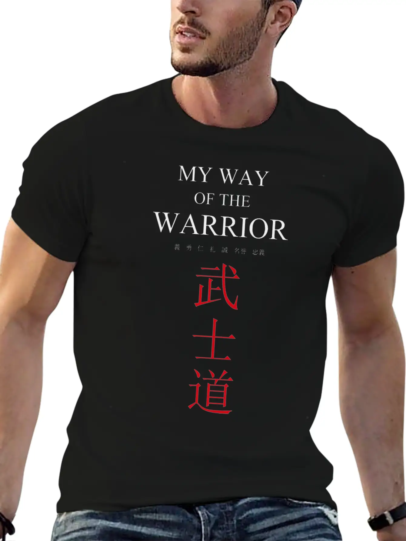 Buschido 7 Virtues Kendo Warrior Calligraphy Classic Cotton Tee – Unisex Comfort For Any Season