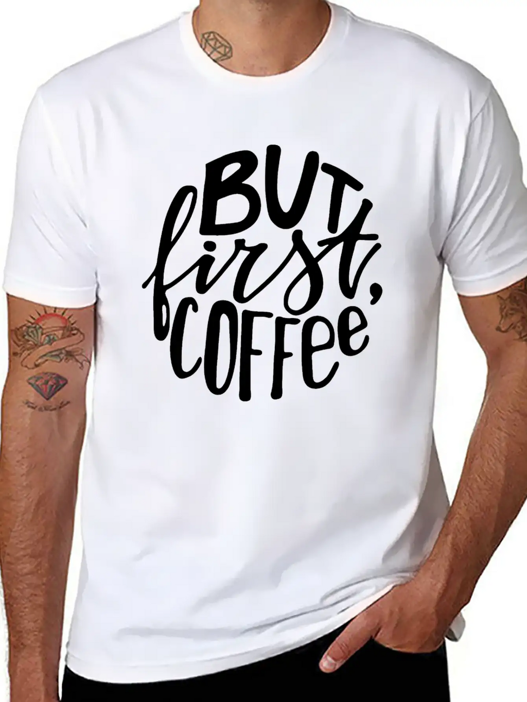 But First Coffee Lettering Breathable Soft Cotton T-Shirt – Timeless Casual Look