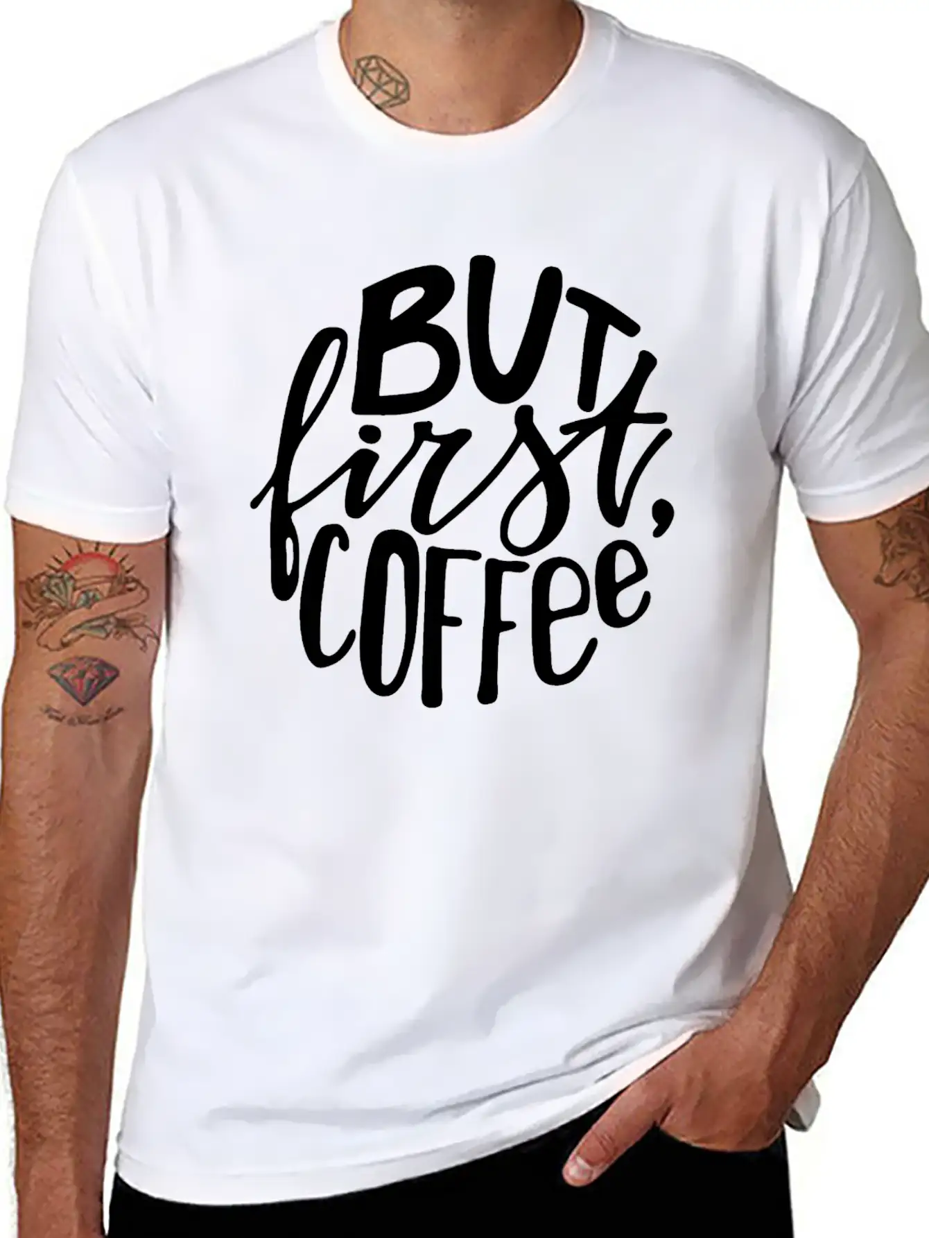 But First Coffee Lettering Breathable Soft Cotton T-Shirt – Timeless Casual Look