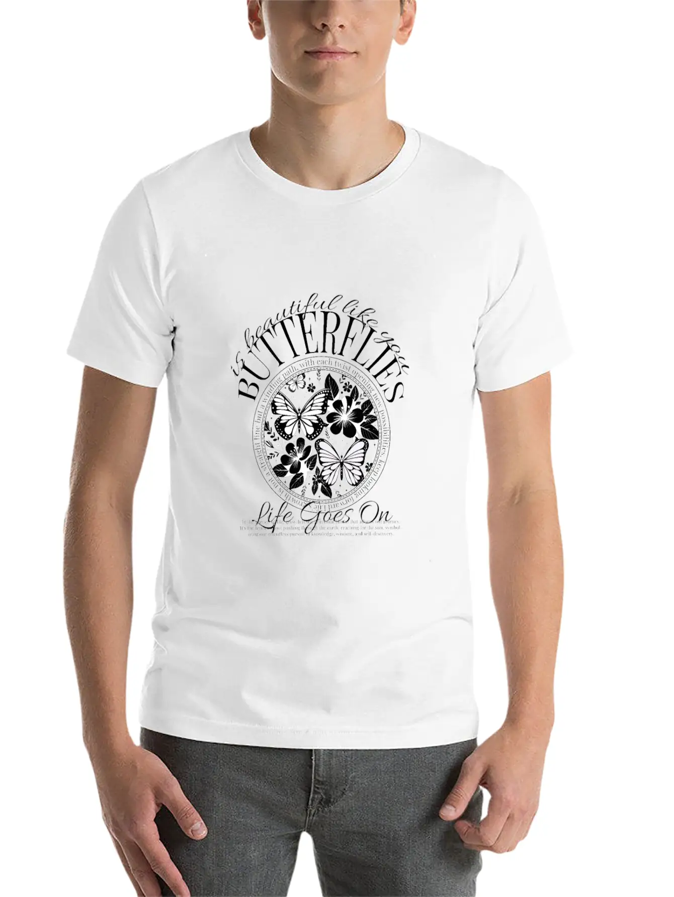 Butterflies Is Beautiful Like You, Y2k Design Essential Cotton Tee For Daily Outfits – Unisex Style