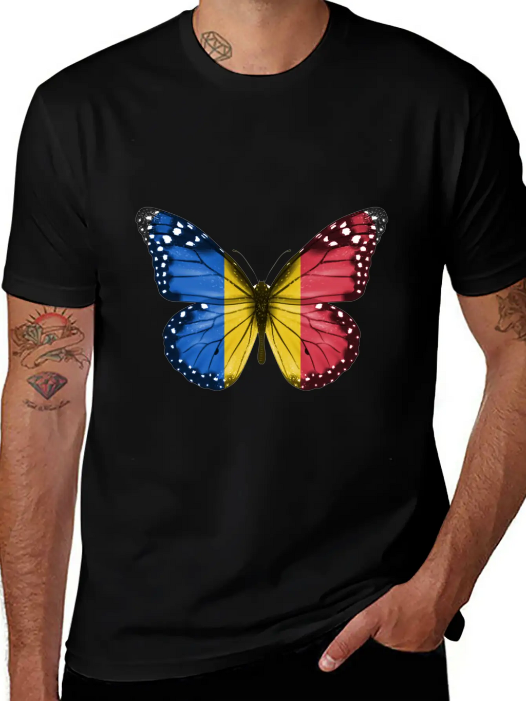 Butterfly Flag Of Chad Unisex Casual T-Shirt – Clean Design For Daily Comfort