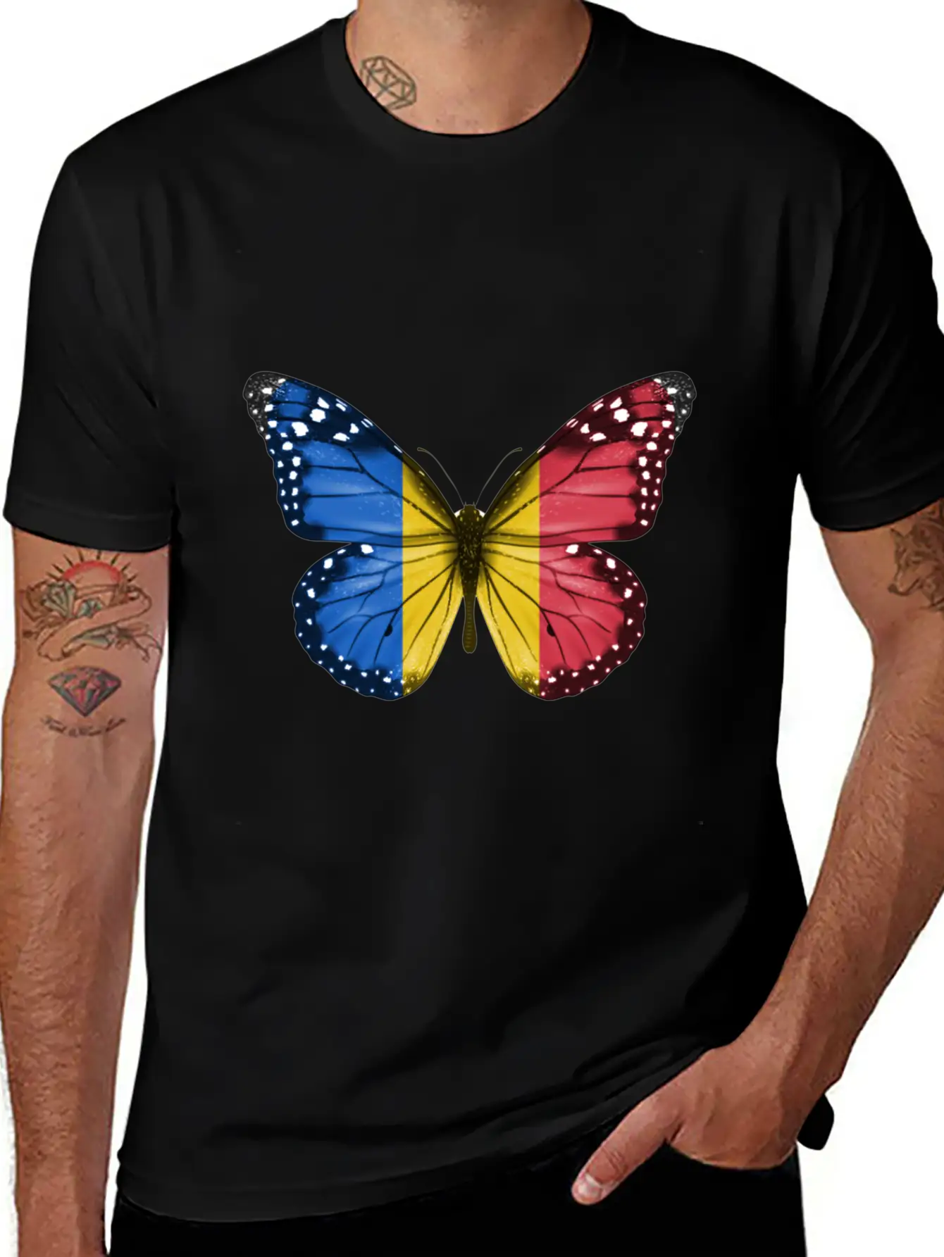 Butterfly Flag Of Chad Unisex Casual T-Shirt – Clean Design For Daily Comfort