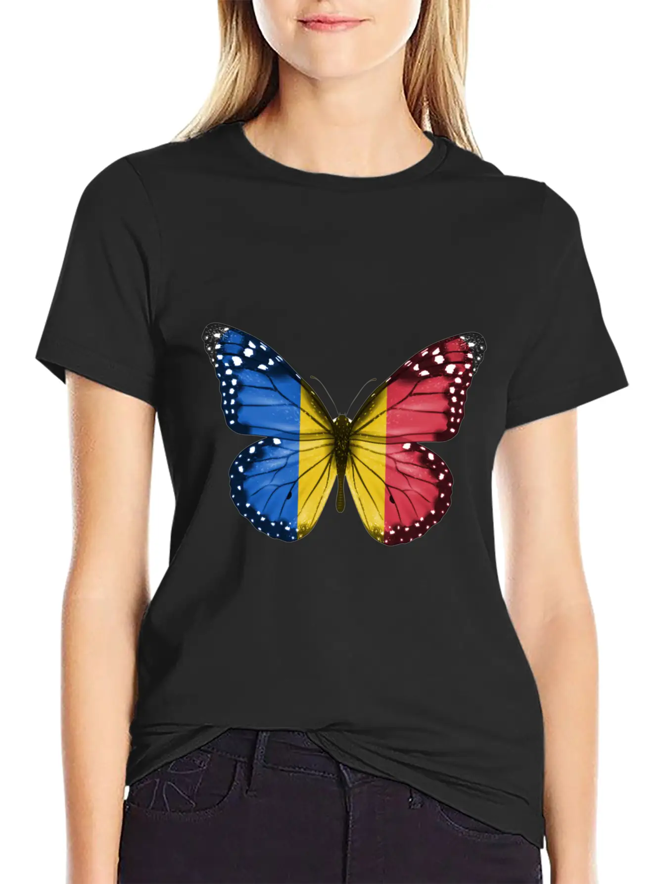 Butterfly Flag Of Chad Unisex Casual T-Shirt – Clean Design For Daily Comfort