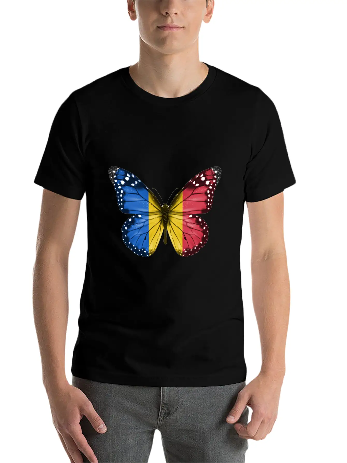 Butterfly Flag Of Chad Unisex Casual T-Shirt – Clean Design For Daily Comfort