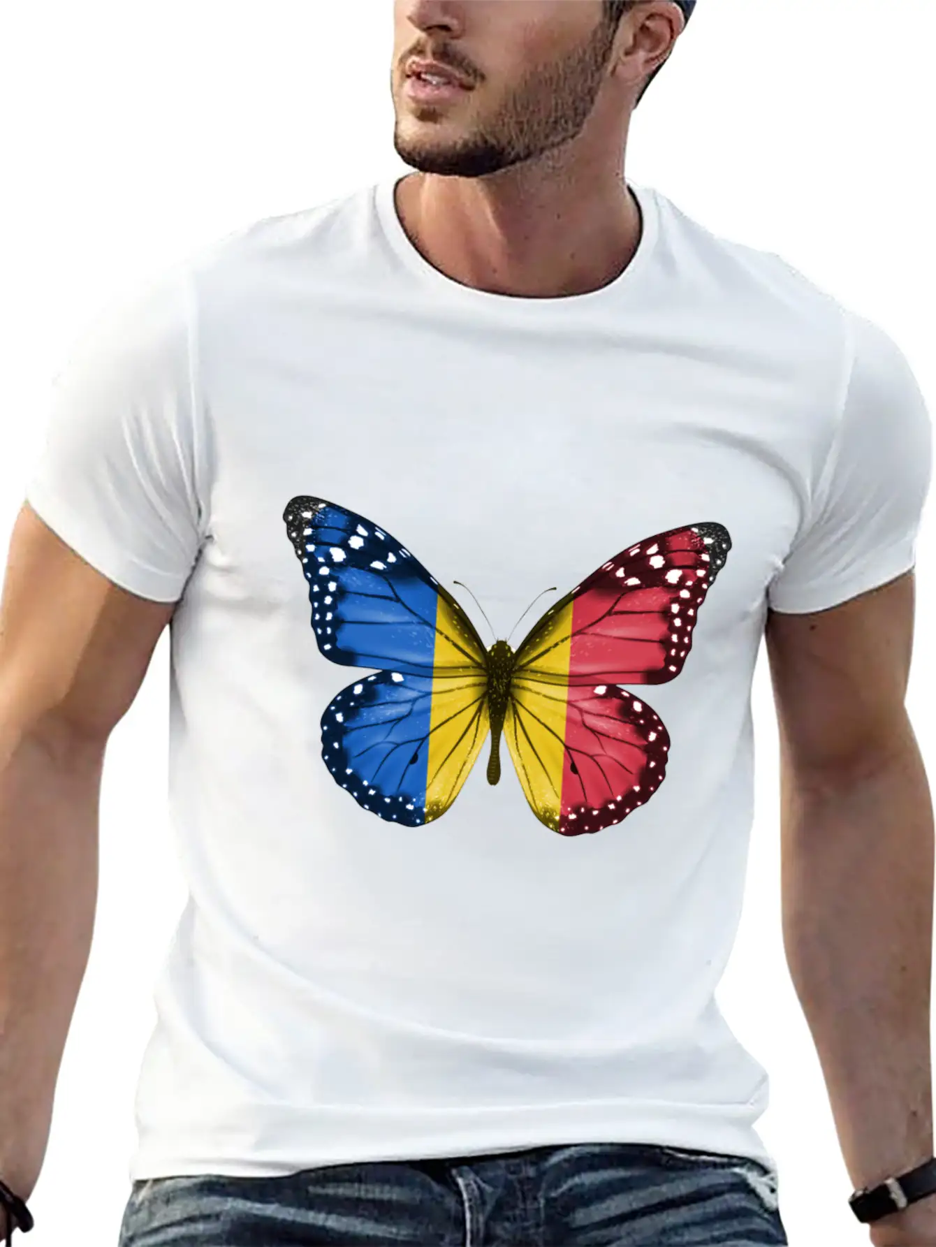 Butterfly Flag Of Chad Unisex Casual T-Shirt – Clean Design For Daily Comfort