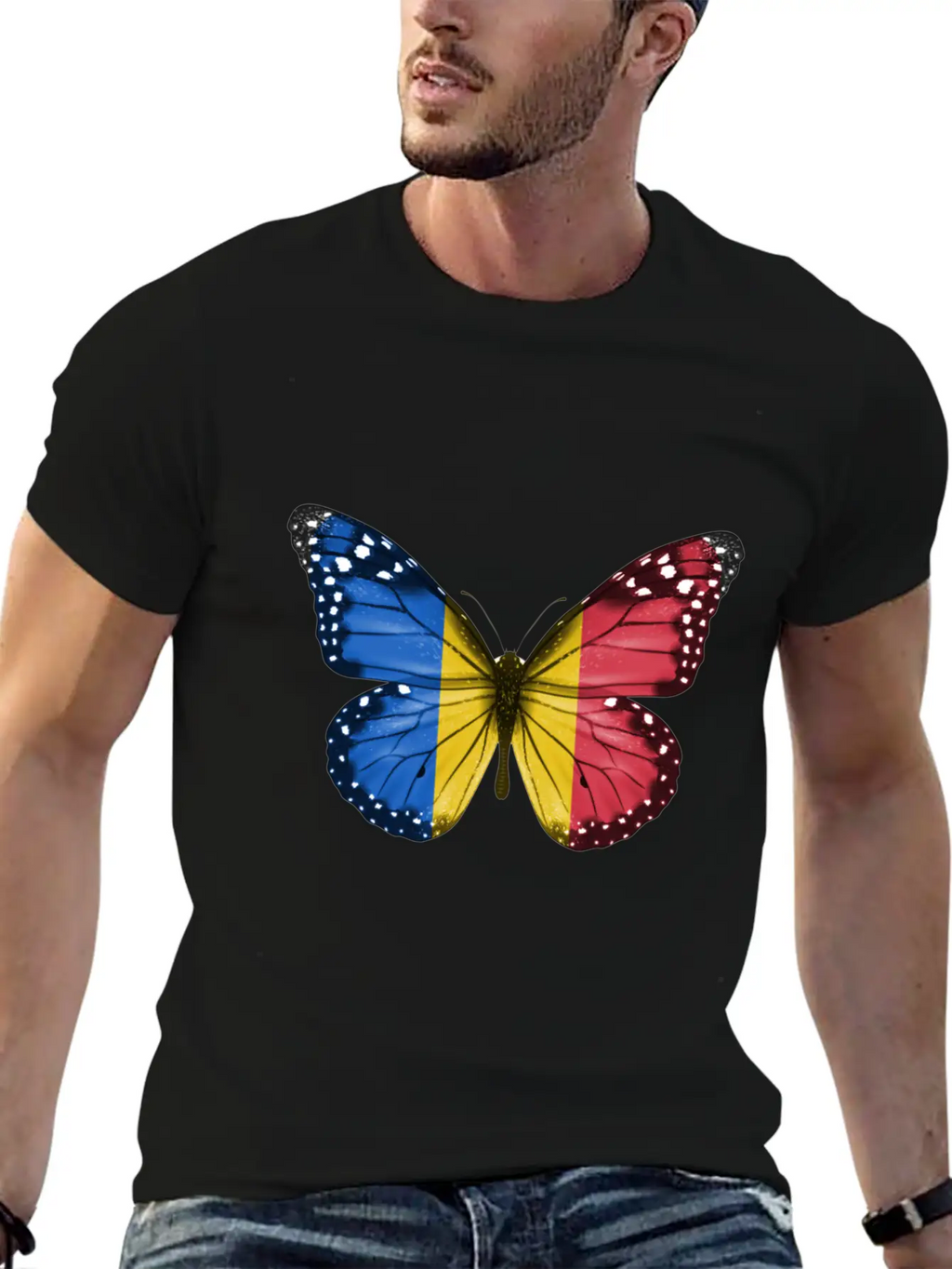 Butterfly Flag Of Chad Unisex Casual T-Shirt – Clean Design For Daily Comfort