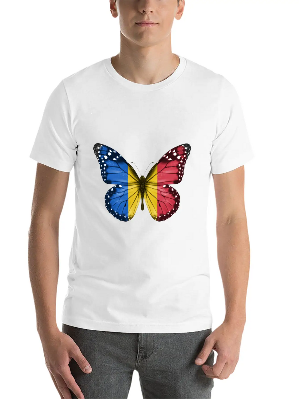 Butterfly Flag Of Chad Unisex Casual T-Shirt – Clean Design For Daily Comfort