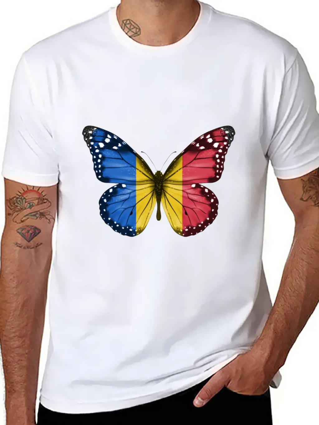 Butterfly Flag Of Chad Unisex Casual T-Shirt – Clean Design For Daily Comfort