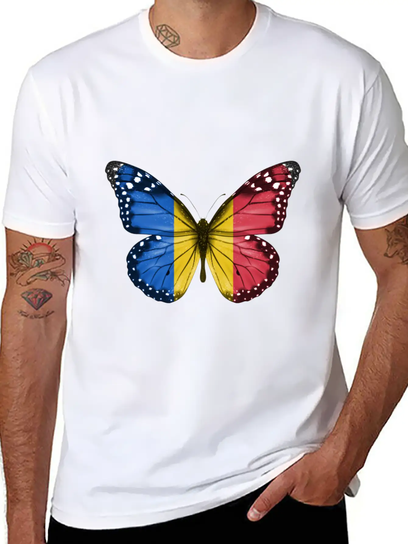 Butterfly Flag Of Chad Unisex Casual T-Shirt – Clean Design For Daily Comfort
