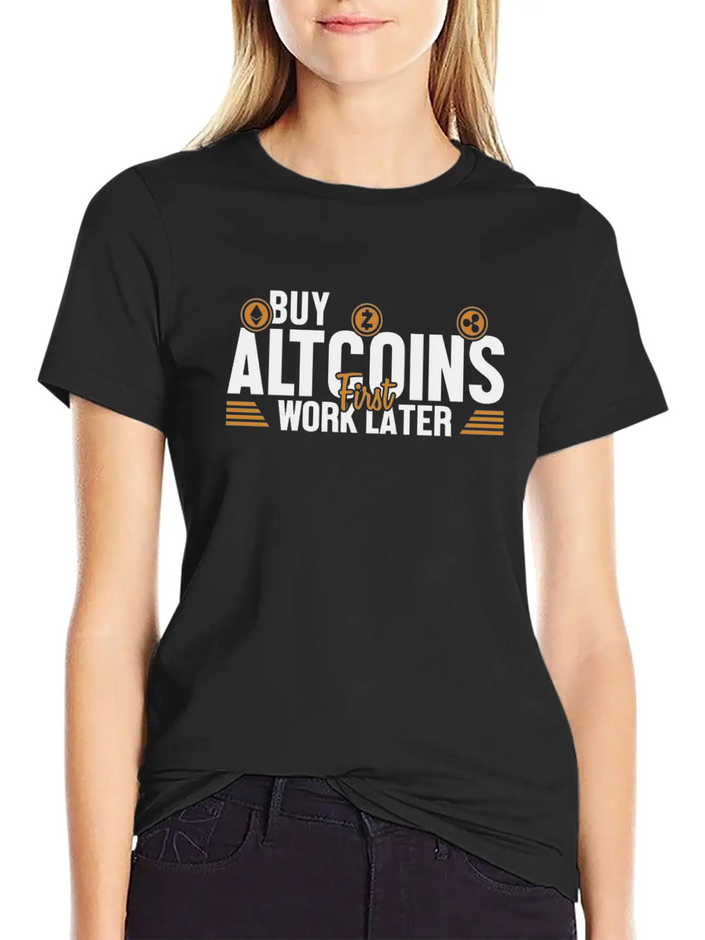 Buy Altcoins First Work Later Wallet Crypto Breathable Graphic T-Shirt – Perfect For Casual Days