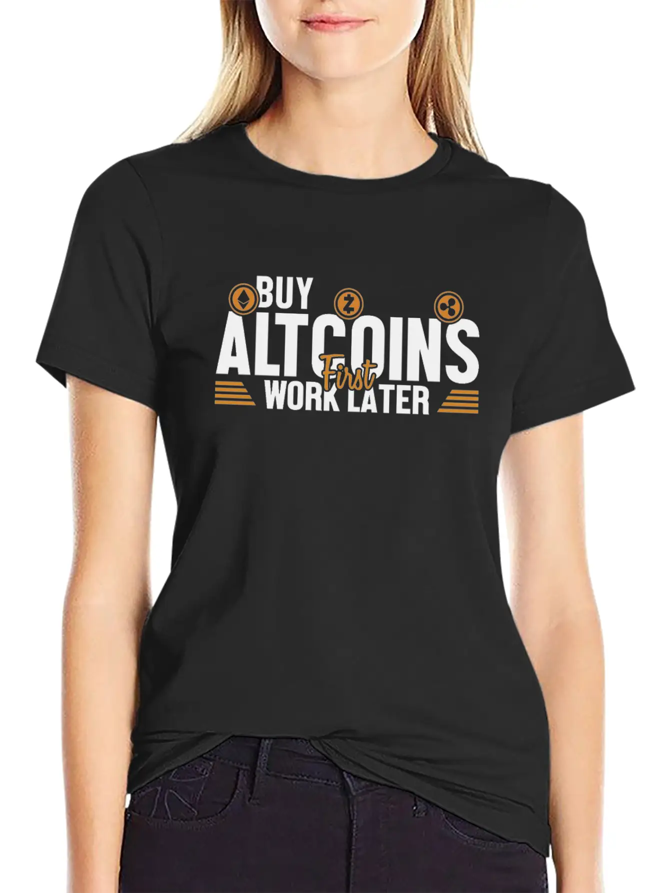 Buy Altcoins First Work Later Wallet Crypto Breathable Graphic T-Shirt – Perfect For Casual Days