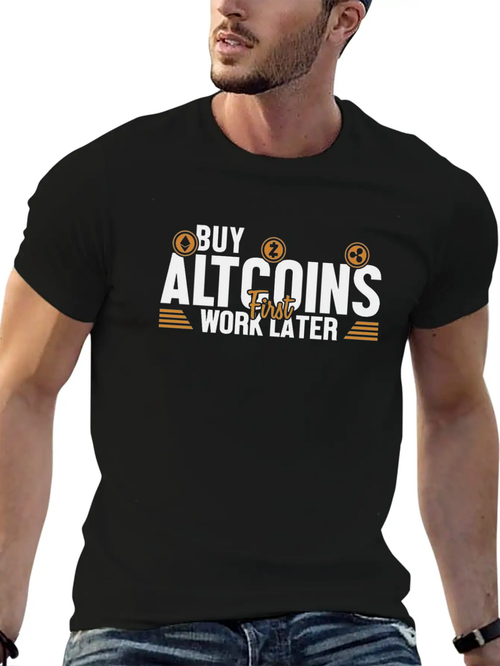 Buy Altcoins First Work Later Wallet Crypto Breathable Graphic T-Shirt – Perfect For Casual Days